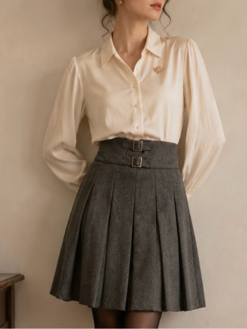 VNTG mid 1950s - Sloat & Co. New York Tailored Heavy Wool Pleated Skirt